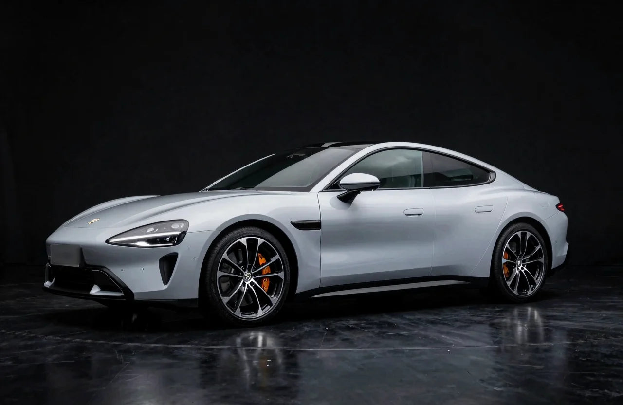 A silver coupe in a dark studio, ready to take your factory color